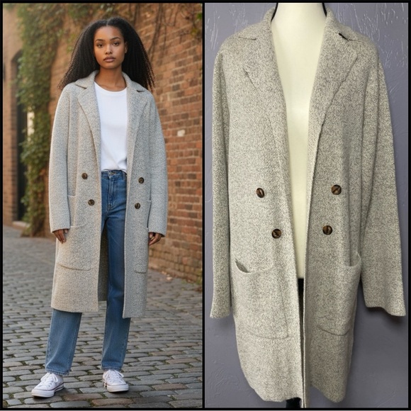 Staccato Women's Size Large Long Knit Open Front Cardigan - Picture 2 of 10